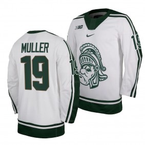 Nicolas Muller Michigan State Spartans White Replica Hockey Jersey 2023-24