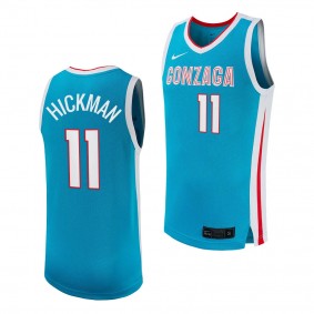 Gonzaga Bulldogs Nolan Hickman College Basketball Replica uniform Turquoise #11 Jersey 2023-24