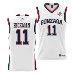 Nolan Hickman Gonzaga Bulldogs #11 White NIL Basketball Jersey Unisex Lightweight