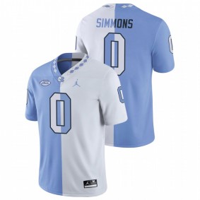 North Carolina Tar Heels Emery Simmons #0 Game Jersey White Blue Split Edition