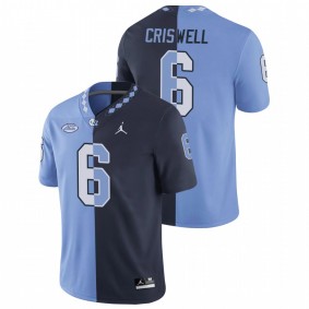 North Carolina Tar Heels Jacolby Criswell #6 Game Jersey Navy Blue Split Edition