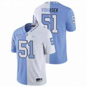 North Carolina Tar Heels Raymond Vohasek #51 Game Jersey White Blue Split Edition