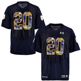 #20 Notre Dame Fighting Irish Navy Printing Player Portrait NCAA Football Premier Jersey