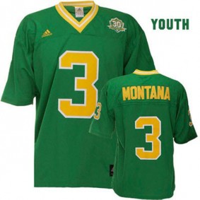 Youth Notre Dame Fighting Irish #3 Joe Montana Green Football Jersey