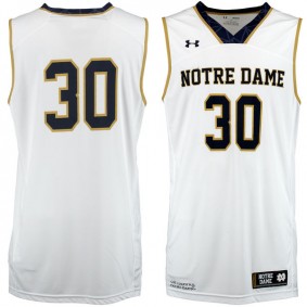 Male Notre Dame Fighting Irish #30 White Basketball Jersey