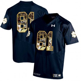 #81 Notre Dame Fighting Irish Navy Printing Player Portrait NCAA Football Premier Jersey