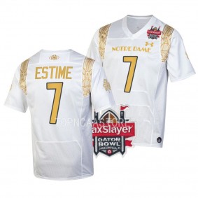 Audric Estime Notre Dame Fighting Irish 2022 Gator Bowl White Shamrock Series Jersey