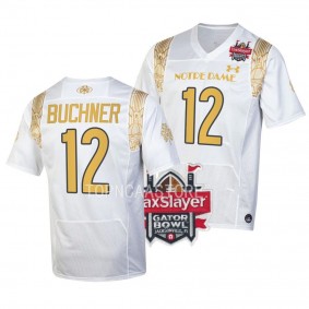 Tyler Buchner Notre Dame Fighting Irish 2022 Gator Bowl White Shamrock Series Jersey