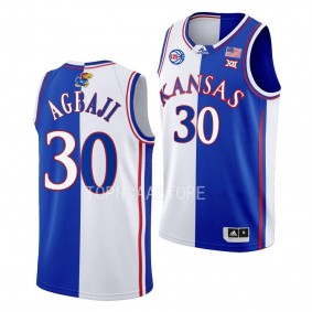 Kansas Jayhawks Ochai Agbaji White Royal Basketball Jersey Split Edition