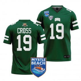 Ohio Bobcats #19 Miles Cross 2023 Myrtle Beach Bowl Green Jersey Men's