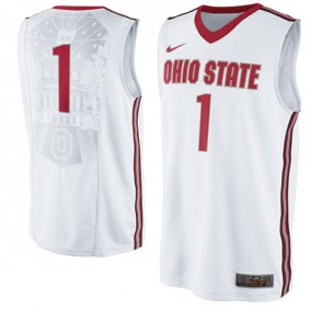 Male Ohio State Buckeyes #1 White Basketball Jersey