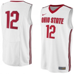 Male Ohio State Buckeyes #12 White Basketball Jersey