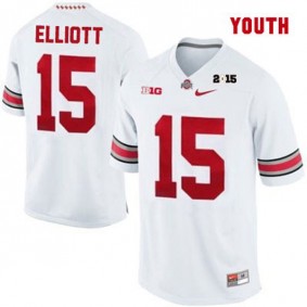 Youth Ohio State Buckeyes #15 Ezekiel Elliott White Football Jersey