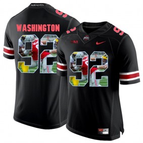 Ohio State Buckeyes Adolphus Washington #92 Blackout With Portrait Print College Football Jersey