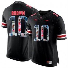 Ohio State Buckeyes CaCorey Brown #10 Blackout With Portrait Print College Football Jersey