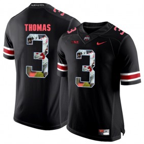 Ohio State Buckeyes Michael Thomas #3 Blackout With Portrait Print College Football Jersey