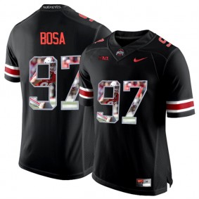 Ohio State Buckeyes Nick Bosa #97 Blackout With Portrait Print College Football Jersey