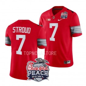 2022 Peach Bowl C.J. Stroud Ohio State Buckeyes #7 Scarlet College Football Playoff Jersey Men's