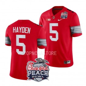 2022 Peach Bowl Dallan Hayden Ohio State Buckeyes #5 Scarlet College Football Playoff Jersey Men's