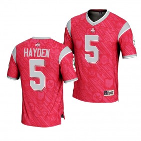 Dallan Hayden Ohio State Buckeyes Highlight Print #5 Jersey Men's Scarlet Football Fashion Uniform