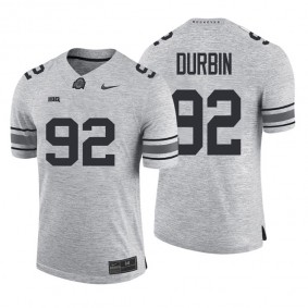 Ohio State Buckeyes #92 Tyler Durbin Heather Gray NCAA Football Big Ten Team Jersey Gridiron Gray II Limited Jersey