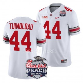 Ohio State Buckeyes J.T. Tuimoloau Jersey 2022 Peach Bowl White #44 College Football Playoff Men's Shirt