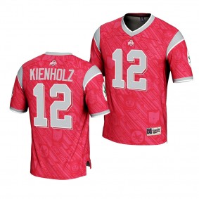 Lincoln Kienholz Ohio State Buckeyes Highlight Print #12 Jersey Men's Scarlet Football Fashion Uniform