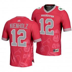 Lincoln Kienholz Ohio State Buckeyes Icon Print #12 Jersey Men's Scarlet Football Fashion Uniform