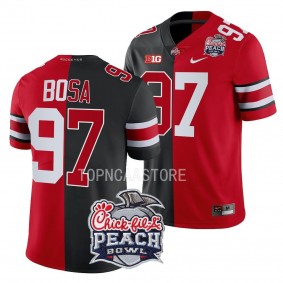 Ohio State Buckeyes 2022 Peach Bowl Nick Bosa #97 Black Scarlet Men's Split Edition Jersey