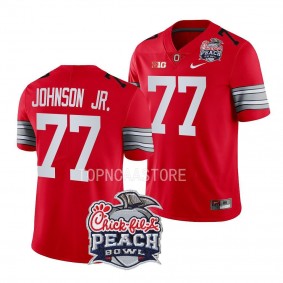 2022 Peach Bowl Paris Johnson Jr. Ohio State Buckeyes #77 Scarlet College Football Playoff Jersey Men's