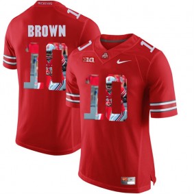 Ohio State Buckeyes CaCorey Brown #10 Scarlet With Portrait Print College Football Jersey