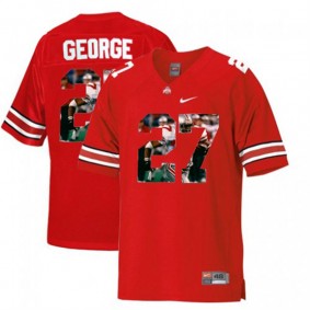 Ohio State Buckeyes Eddie George #27 Scarlet With Portrait Print College Football Throwback Jersey