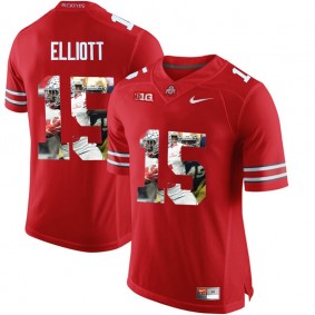 Ohio State Buckeyes Ezekiel Elliott #15 Scarlet With Portrait Print College Football Jersey