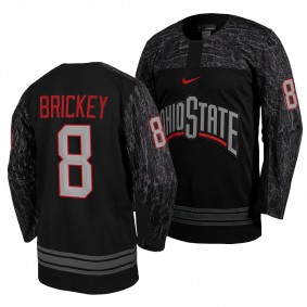 Ohio State Buckeyes Scooter Brickey College Hockey Black #8 Jersey 2023-30