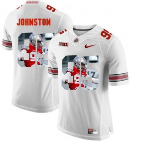 Ohio State Buckeyes Cameron Johnston #95 White With Portrait Print College Football Jersey