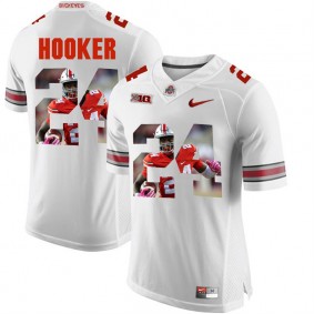 Ohio State Buckeyes Malik Hooker #24 White With Portrait Print College Football Jersey