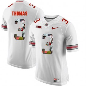 Ohio State Buckeyes Michael Thomas #3 White With Portrait Print College Football Jersey