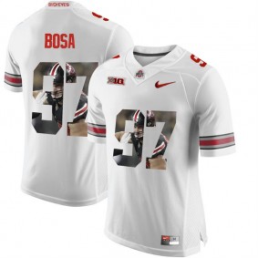 Ohio State Buckeyes Nick Bosa #97 White With Portrait Print College Football Jersey