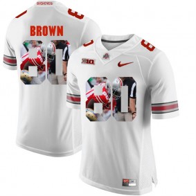 Ohio State Buckeyes Noah Brown #80 White With Portrait Print College Football Jersey