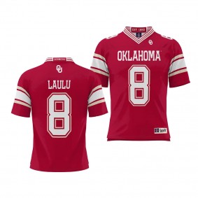 Jonah Laulu Oklahoma Sooners Crimson NIL Player Football Youth Jersey