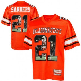 Oklahoma State Cowboys #21 Barry Sanders Orange Printing Player Portrait NCAA Football Premier Jersey