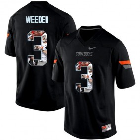 Oklahoma State Cowboys #3 Brandon Weeden Black Printing Player Portrait NCAA Football Premier Jersey