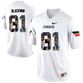 Oklahoma State Cowboys #81 Justin Blackmon White Printing Player Portrait NCAA Football Premier Jersey