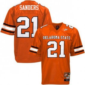 Male Oklahoma State Cowboys and Cowgirls #21 Barry Sanders Orange Football Jersey