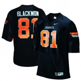 Male Oklahoma State Cowboys and Cowgirls #81 Justin Blackmon Black Football Jersey