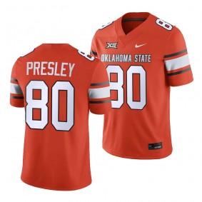 Brennan Presley Oklahoma State Cowboys College Football Orange Men Game 80 Jersey 2023