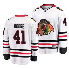 2023 NHL Draft Oliver Moore Chicago Blackhawks #41 White Away Breakaway Player Jersey