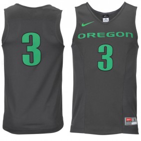 Male Oregon Ducks #3 anthracite Basketball Jersey