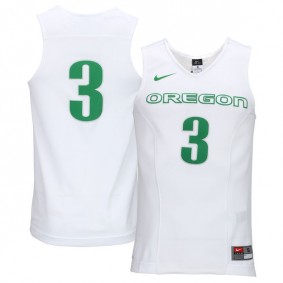 Male Oregon Ducks #3 White Basketball Jersey