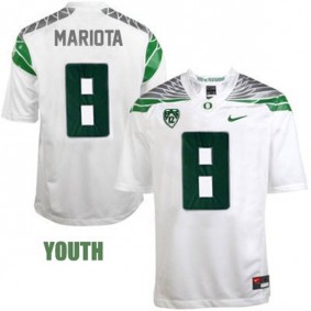 Youth Oregon Ducks #8 Marcus Mariota White Football Jersey